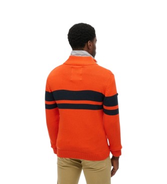Superdry Orange Cotton Stripe Half Zip Jersey