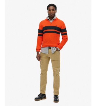 Superdry Orange Cotton Stripe Half Zip Jersey