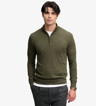 Superdry Maglione con mezza zip Wool Blend verde