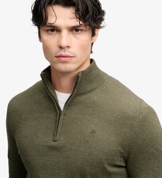 Superdry Maglione con mezza zip Wool Blend verde