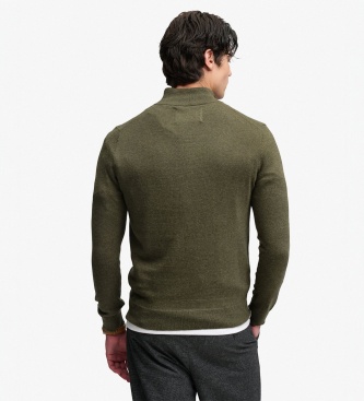 Superdry Maglione con mezza zip Wool Blend verde