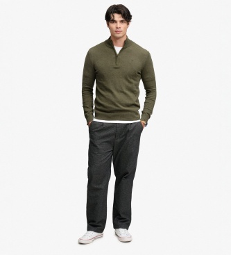 Superdry Maglione con mezza zip Wool Blend verde