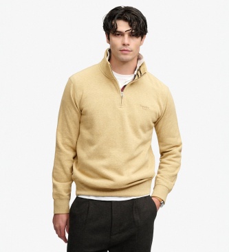 Superdry Sweat à demi-fermeture éclair Essential Serif Logo Half beige