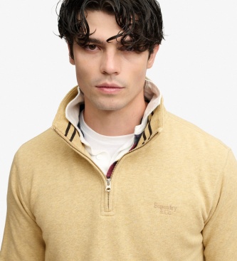Superdry Sweat à demi-fermeture éclair Essential Serif Logo Half beige