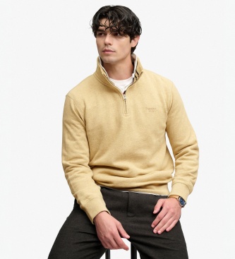 Superdry Sweat à demi-fermeture éclair Essential Serif Logo Half beige