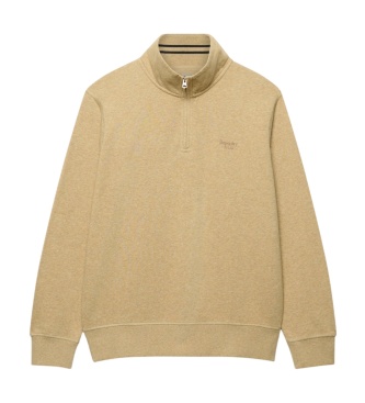 Superdry Sweat à demi-fermeture éclair Essential Serif Logo Half beige