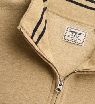 Superdry Sweat à demi-fermeture éclair Essential Serif Logo Half beige