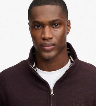 Superdry Sweat à demi-fermeture éclair Essential Serif Logo Half bordeaux
