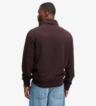 Superdry Sweat à demi-fermeture éclair Essential Serif Logo Half bordeaux