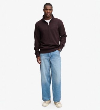 Superdry Sweat à demi-fermeture éclair Essential Serif Logo Half bordeaux