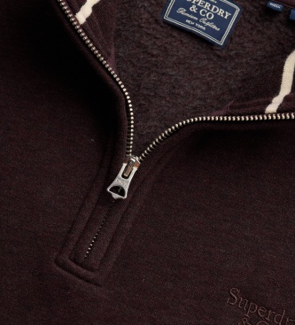 Superdry Sweat à demi-fermeture éclair Essential Serif Logo Half bordeaux