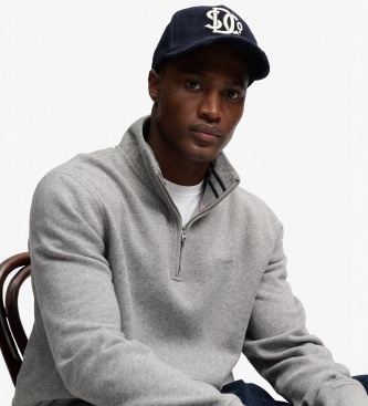 Superdry Sudadera con media cremallera Essential Serif Logo Half gris