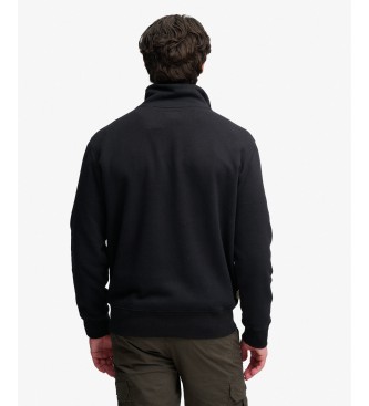 Superdry Pulover s pol zadrgo Essential Serif Logo Half črn