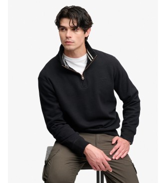 Superdry Pulover s pol zadrgo Essential Serif Logo Half črn