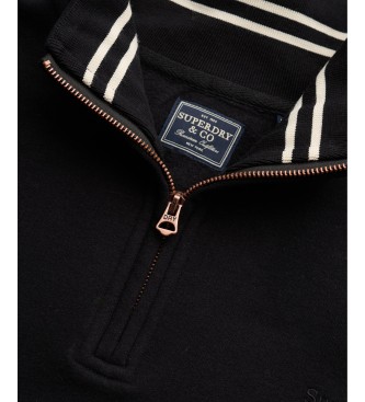 Superdry Pulover s pol zadrgo Essential Serif Logo Half črn