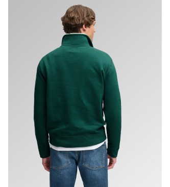 Superdry Bluza z krótkim zamkiem Essential Serif Logo Half zielona
