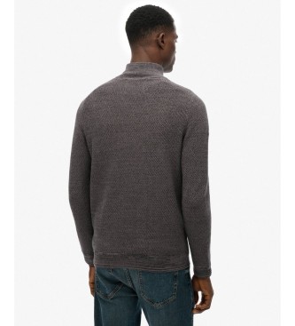 Superdry Maglione con mezza zip LW Cotton Texture nero
