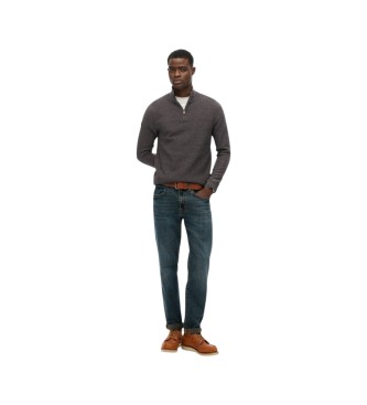 Superdry Maglione con mezza zip LW Cotton Texture nero