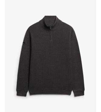 Superdry Maglione con mezza zip LW Cotton Texture nero