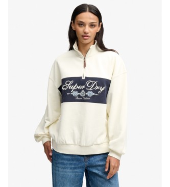 Superdry Beige sweater met halve rits Ornate Script