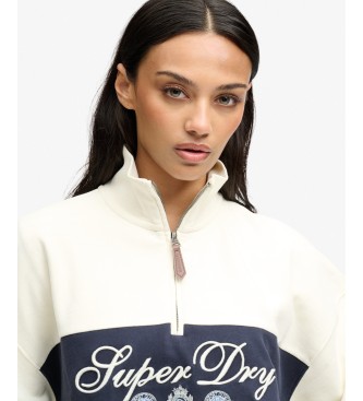 Superdry Beige sweater met halve rits Ornate Script