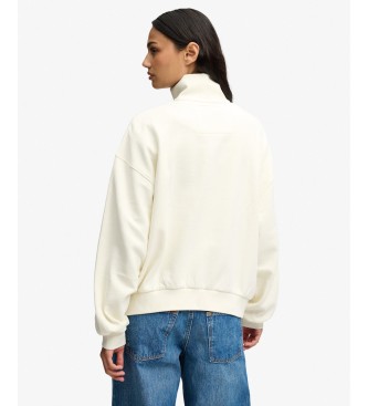 Superdry Beige sweater met halve rits Ornate Script