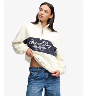 Superdry Beige sweater met halve rits Ornate Script