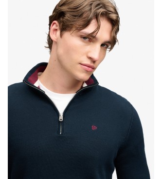 Superdry Pulover Prep Essential Half temno modre barve