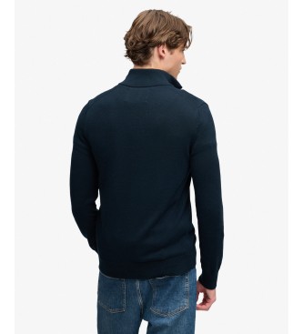 Superdry Pulover Prep Essential Half temno modre barve