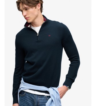 Superdry Pulover Prep Essential Half temno modre barve