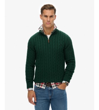 Superdry Preppy Cable Half green half-zip sweater