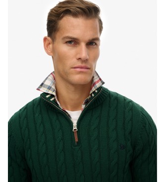 Superdry Preppy Cable Half green half-zip sweater