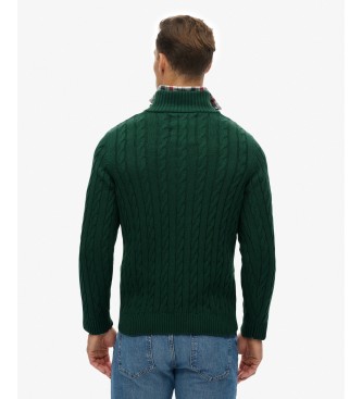 Superdry Preppy Cable Half green half-zip sweater