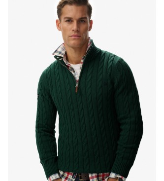 Superdry Preppy Cable Half green half-zip sweater