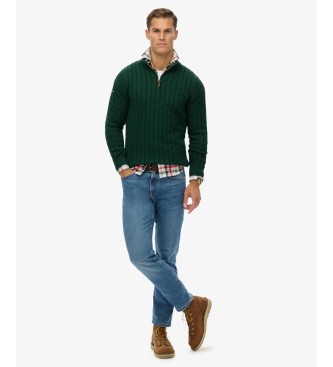 Superdry Preppy Cable Half green half-zip sweater