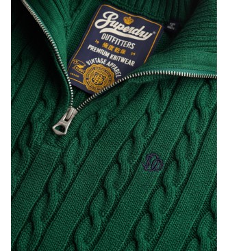 Superdry Preppy Cable Half green half-zip sweater