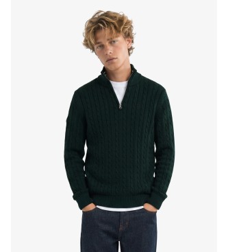 Superdry Preppy Cable green half-zip sweatshirt
