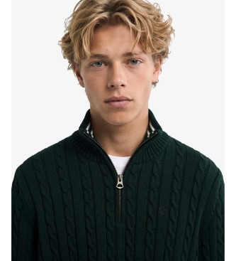 Superdry Preppy Cable green half-zip sweatshirt
