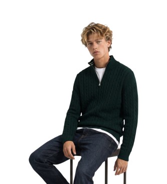 Superdry Preppy Cable green half-zip sweatshirt