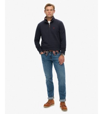 Superdry Preppy Half marinblå sweatshirt med halvblixtlås