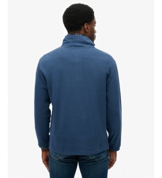 Superdry Bluza z krótkim zamkiem RIB Half niebieska