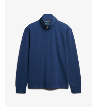 Superdry Bluza z krótkim zamkiem RIB Half niebieska