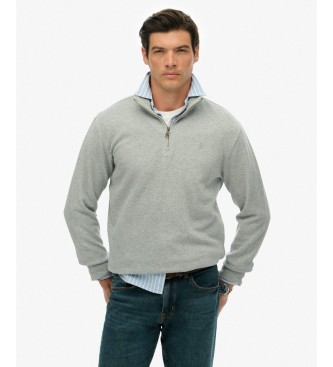Superdry Bluza z krótkim zamkiem RIB Half szara
