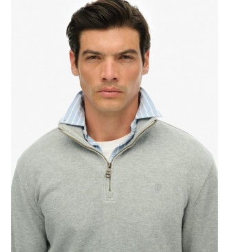 Superdry Bluza z krótkim zamkiem RIB Half szara