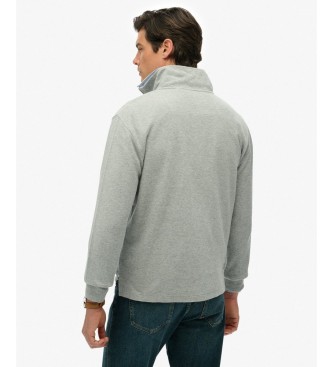 Superdry Bluza z krótkim zamkiem RIB Half szara