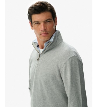 Superdry Bluza z krótkim zamkiem RIB Half szara