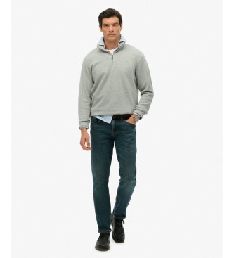 Superdry Bluza z krótkim zamkiem RIB Half szara
