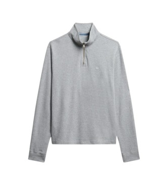 Superdry Bluza z krótkim zamkiem RIB Half szara