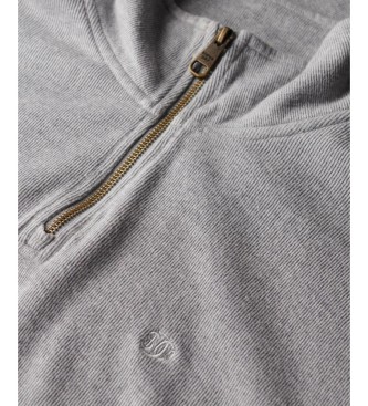 Superdry Bluza z krótkim zamkiem RIB Half szara