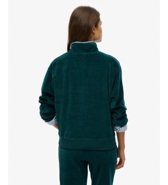 Superdry Green Velour Half zip sweatshirt